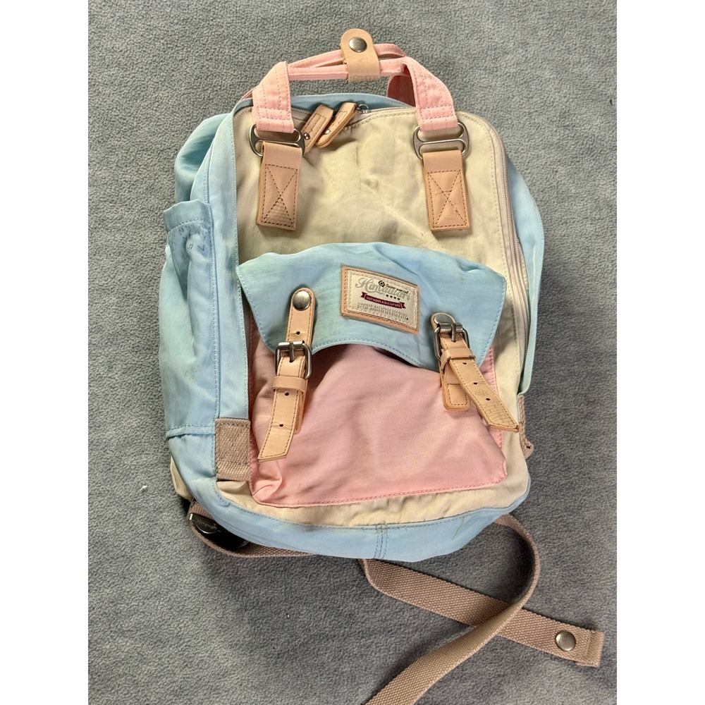 Himawari Outdoor Adventure Backpack Pastel Colorblock Blue Pink Cream School Bag
